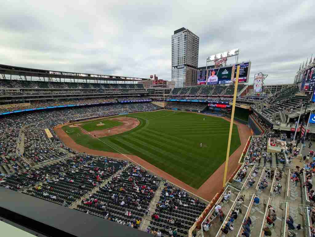 Target Field seen from the upper deck during the Twins and Rangers game