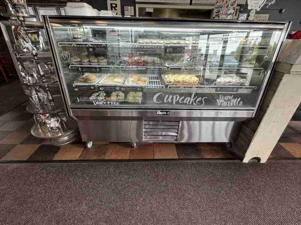 Cupcakes, cookies and whoopie pies in the bakery case at Mehl's Gluten-Free Bakery